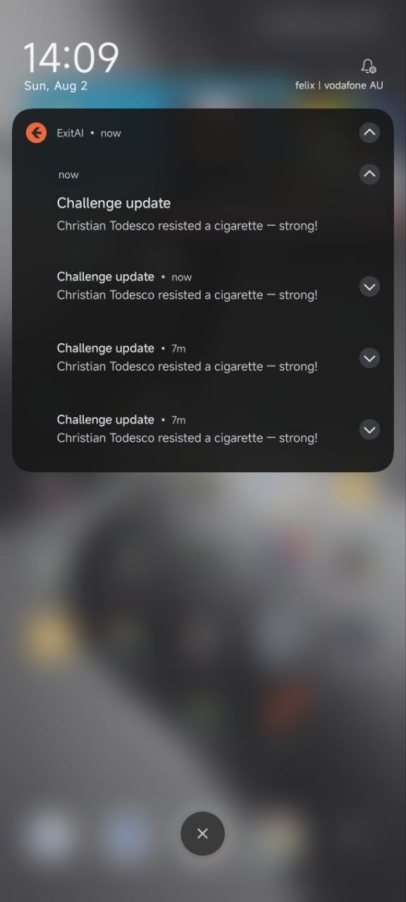 EXIT app notification screen 2